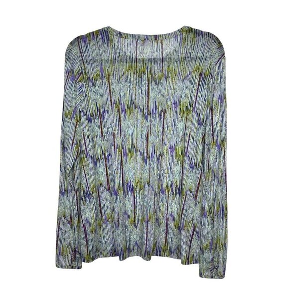 LOGO Layers Women's Small Green Multicolor Abstract Print Long Sleeve‎ Tunic Top - Picture 2 of 9